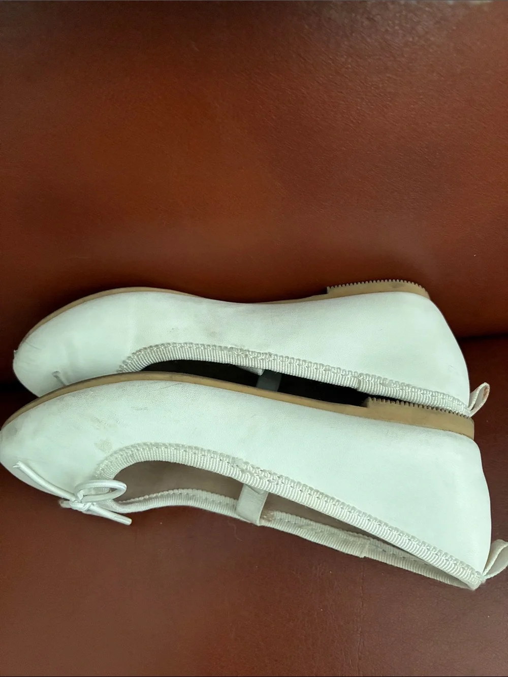 Cat & Jack Cream Girls' Bow Strap Ballet Flats